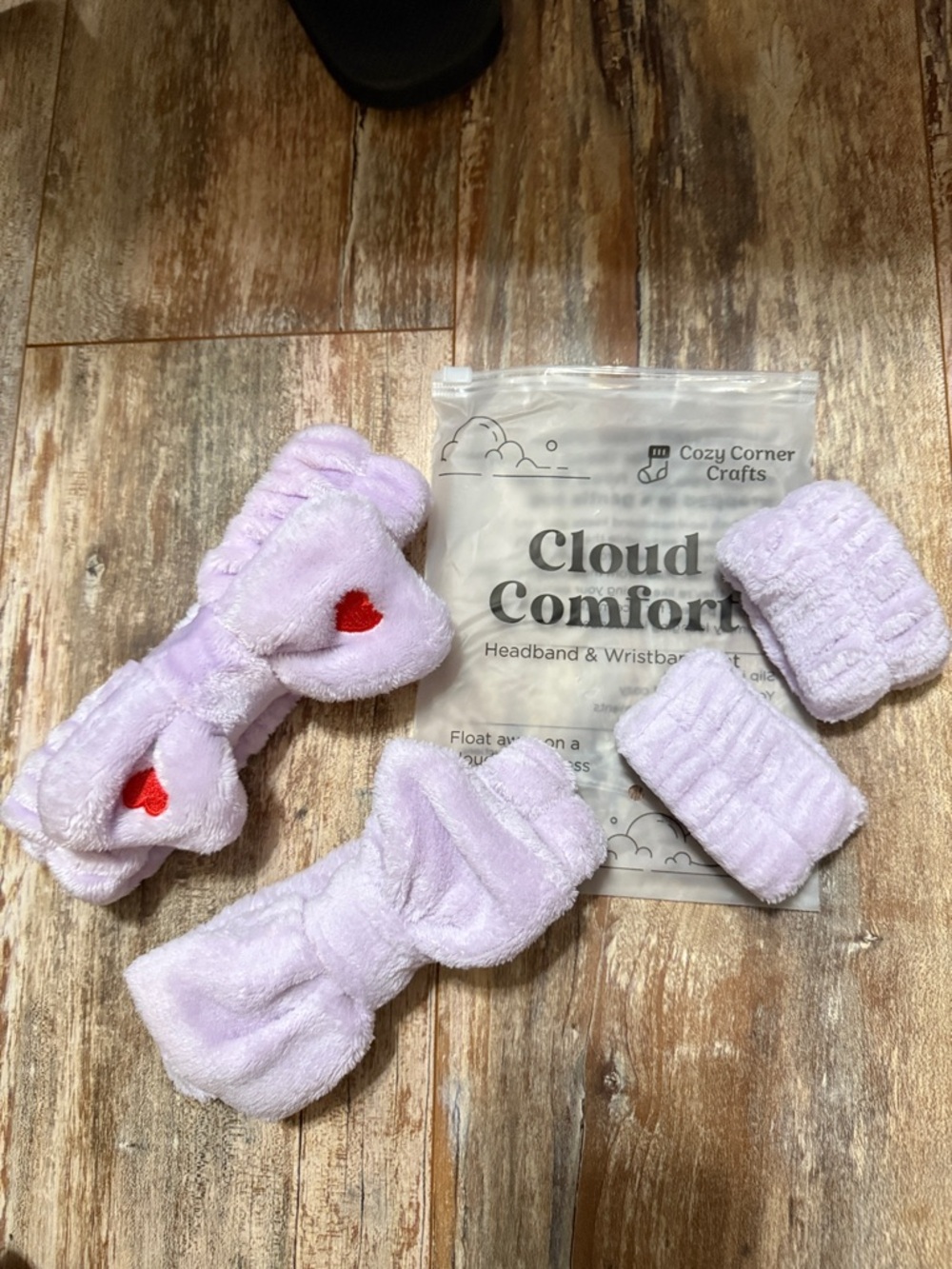 Cloud Comfort lavender Spa Headband x 2 & Wristbands Set.